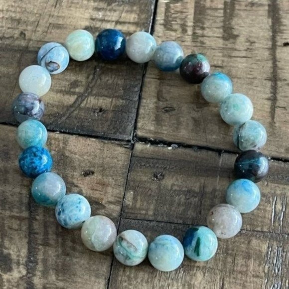 8mm Chrysocolla Stretch Bead Bracelet - Picture 5 of 7